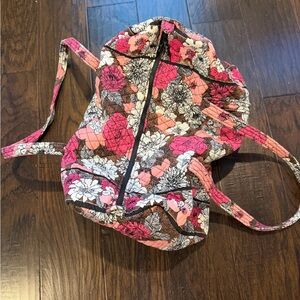 Vera Bradley Floral Backpack with Pink and Black Accents